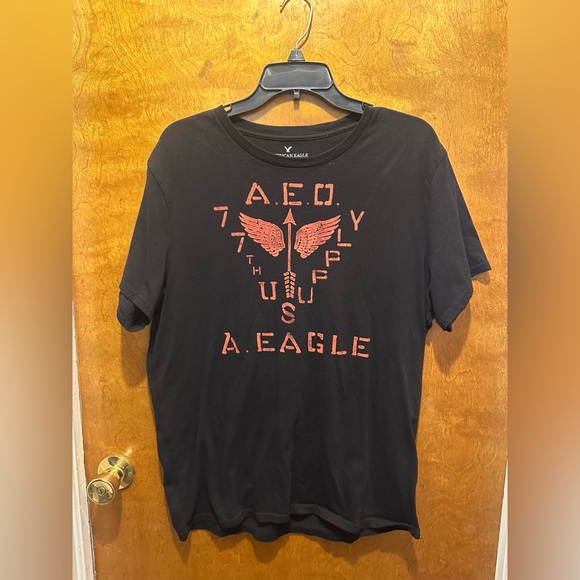 American Eagle men’s black short sleeve tshirt A.E.O. Tee size large - Picture 1 of 4